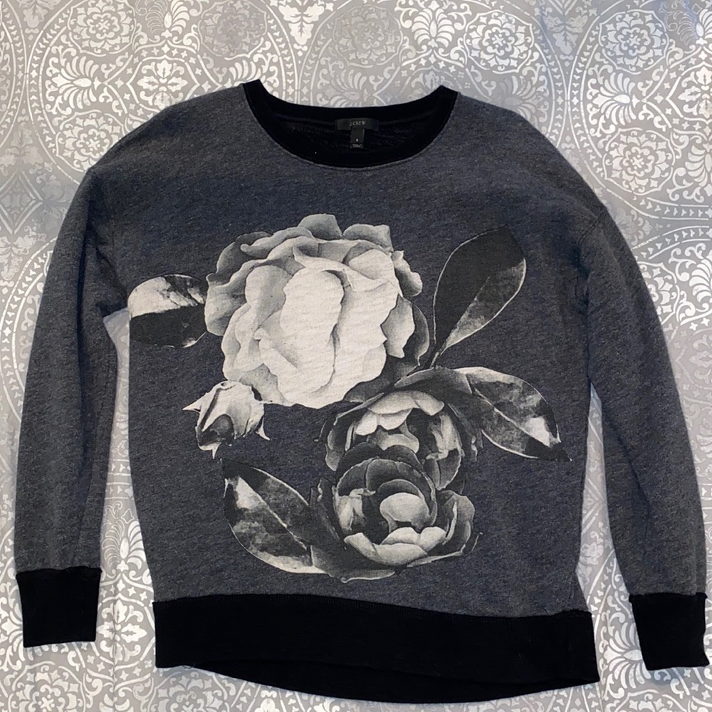 J. Crew monochromatic sweatshirt with rose graphic